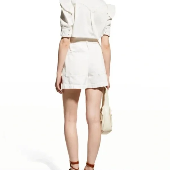 Zadig Voltaire white denim Jacket button down shirt Top L - Picture 6 of 10